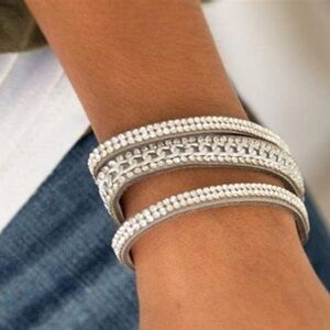 Paparazzi Rollin in Rhinestones Gray Bracelet